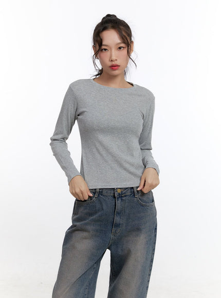 basic-round-neck-long-sleeve-cn420 / Gray