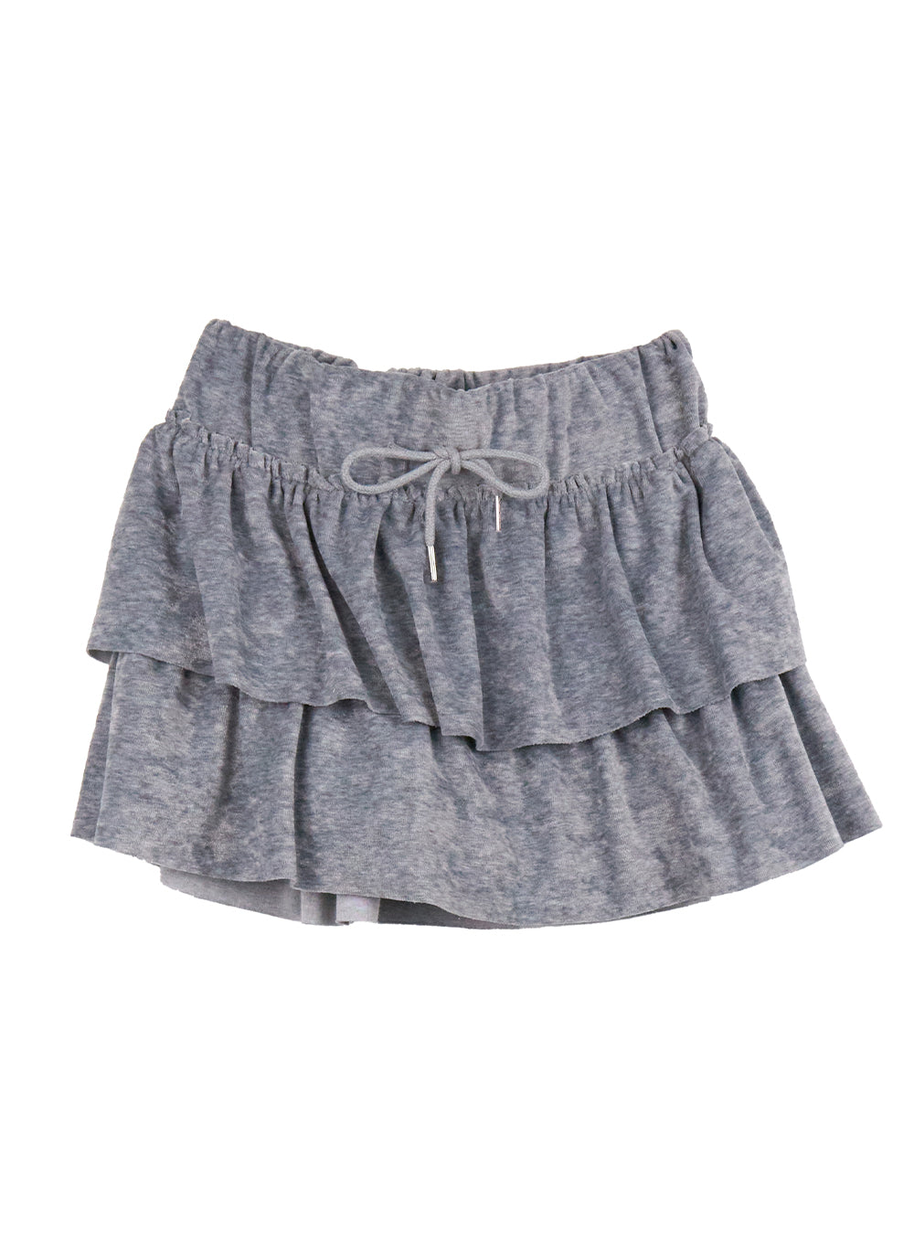 velvet-ruffle-mini-skirt-cj508 / Gray