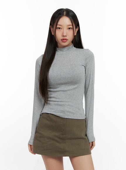 simplychic-solid-turtle-neck-top-cn412 / Gray