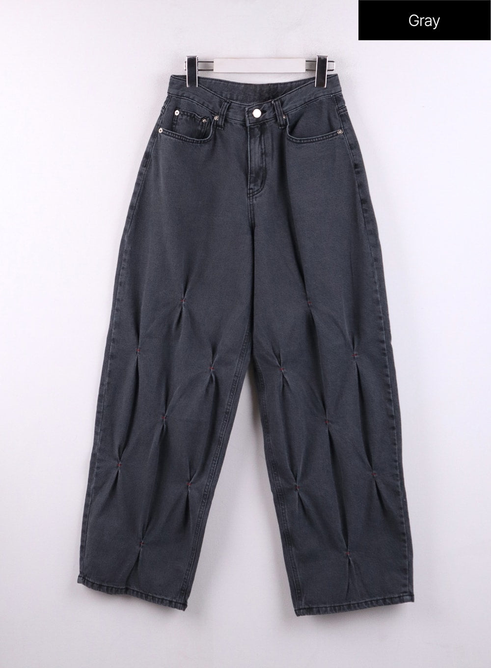 quilted-wide-leg-denim-cf406 / Gray