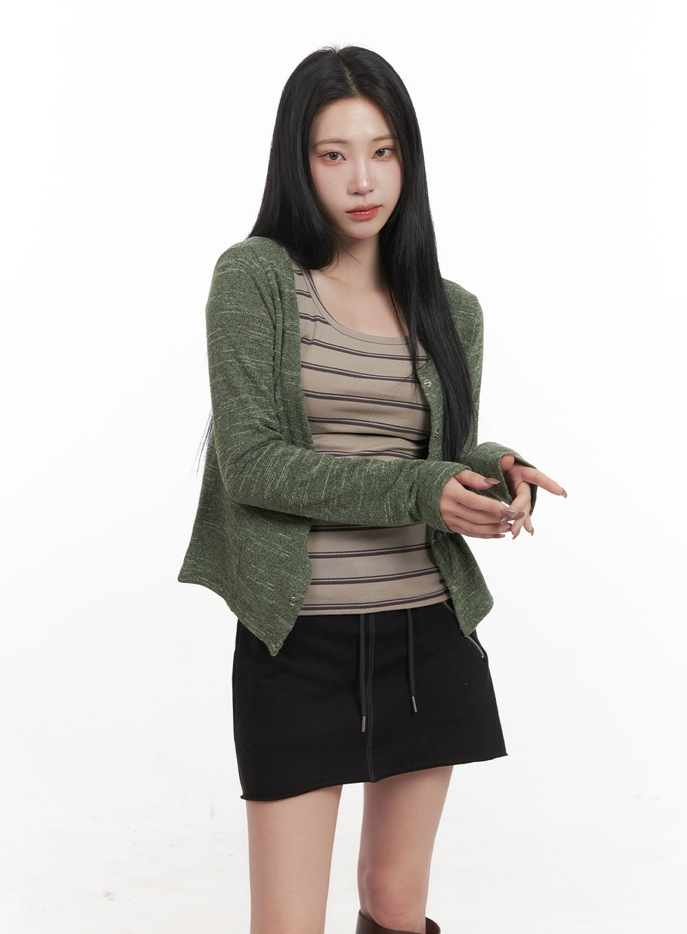 essential-slim-fit-cardigan-cj517 / Green