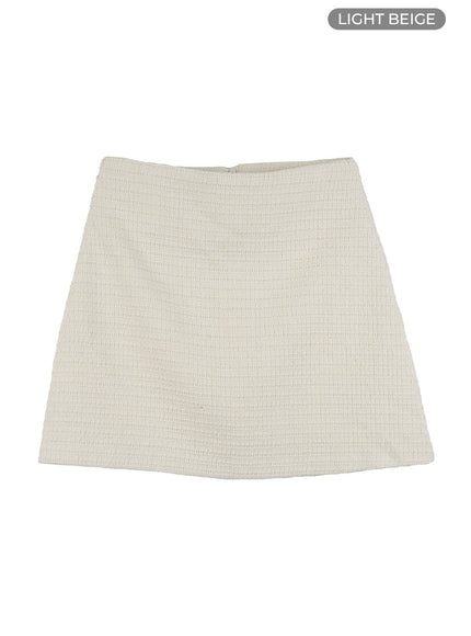 vintage-wool-tweed-mini-skirt-os411 / Light beige