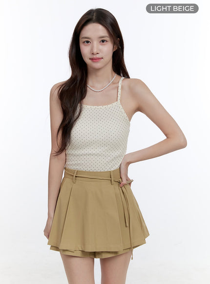 polka-dot-sleeveless-camisole-top-oo407 / Light beige