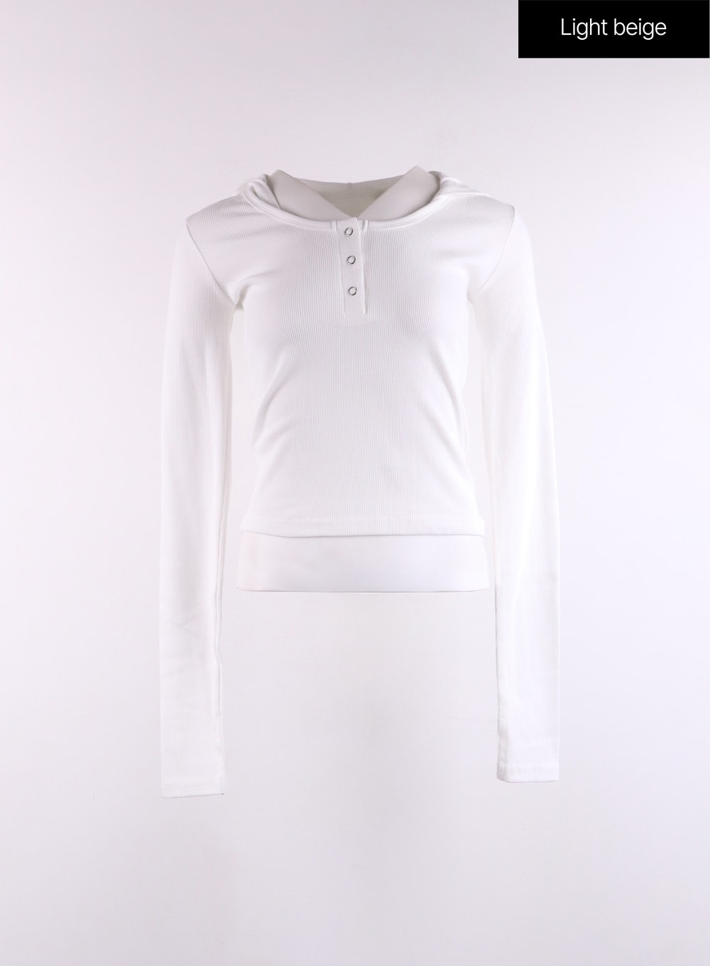 button-detail-hoodie-cf401 / Light beige
