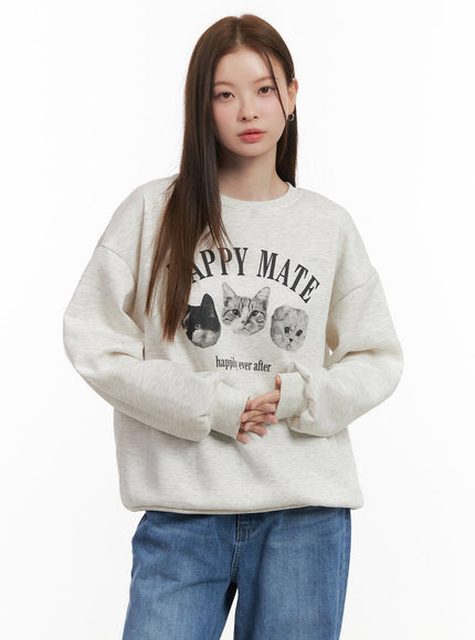cozy-animal-printed-sweatshirt-od417 / Light beige