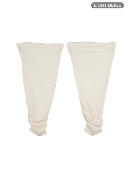shirred-cotton-leg-warmers-co404 / Light beige