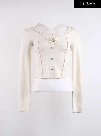 lace-corset-button-top-cj425 / Light beige