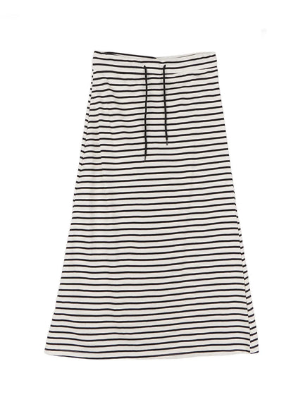 striped-drawstring-maxi-skirt-cl530 / Light beige