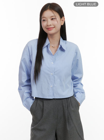 slit-back-crop-shirt-oo416 / Light blue