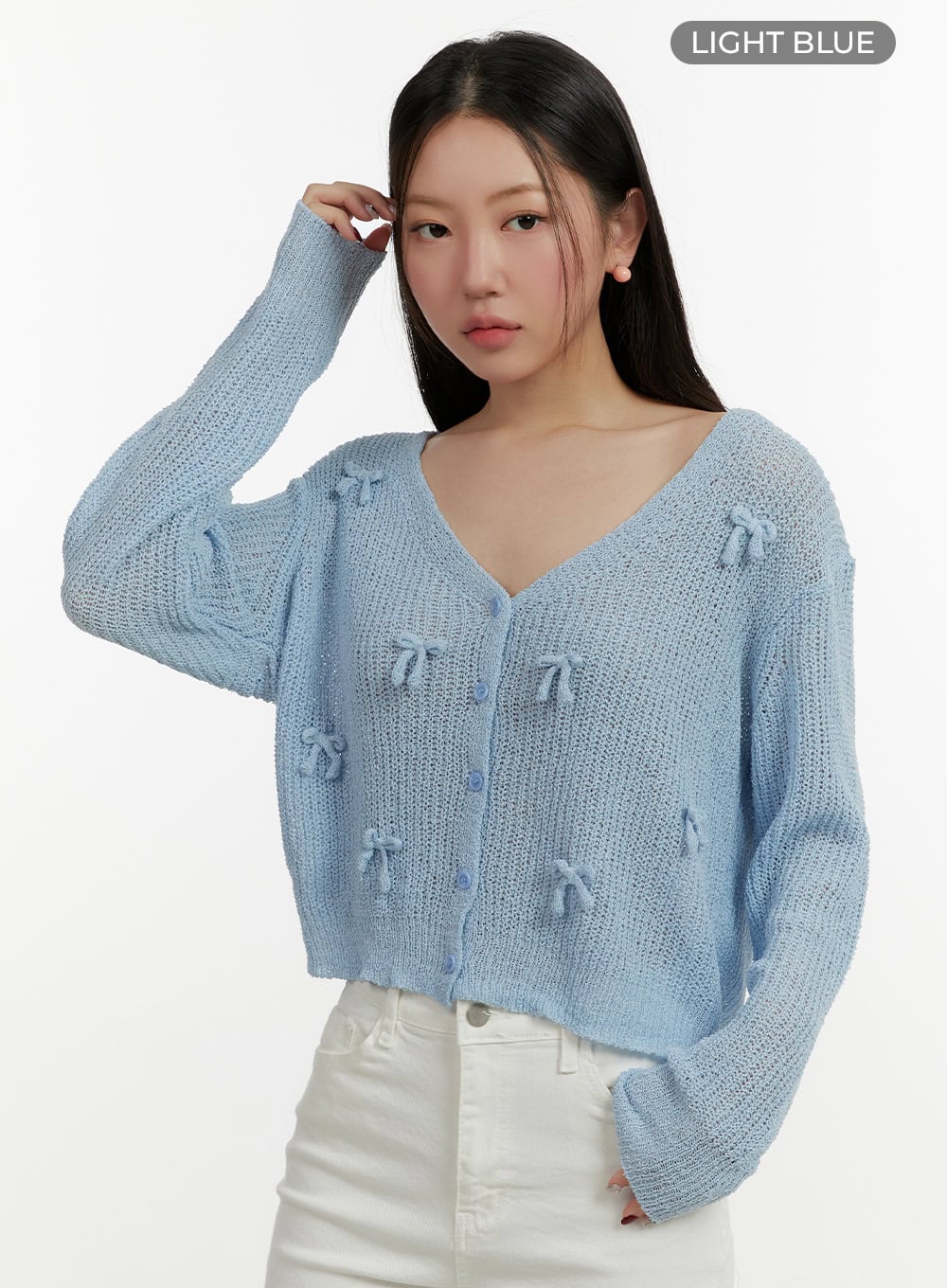 sheer-bowknot-cardigan-oy413 / Light blue