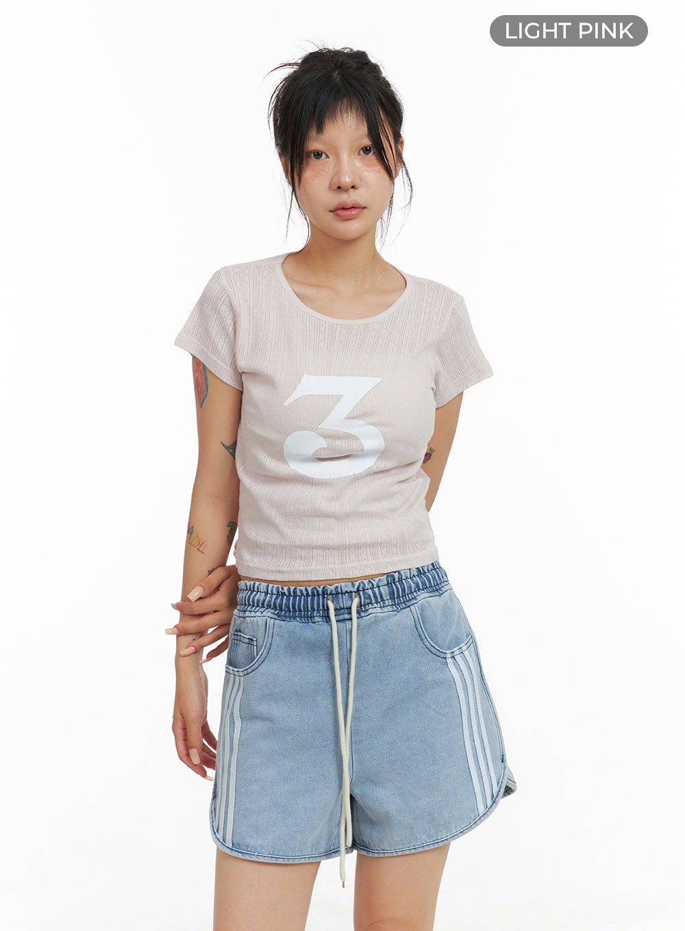 cotton-graphic-crop-top-cl415 / Light pink