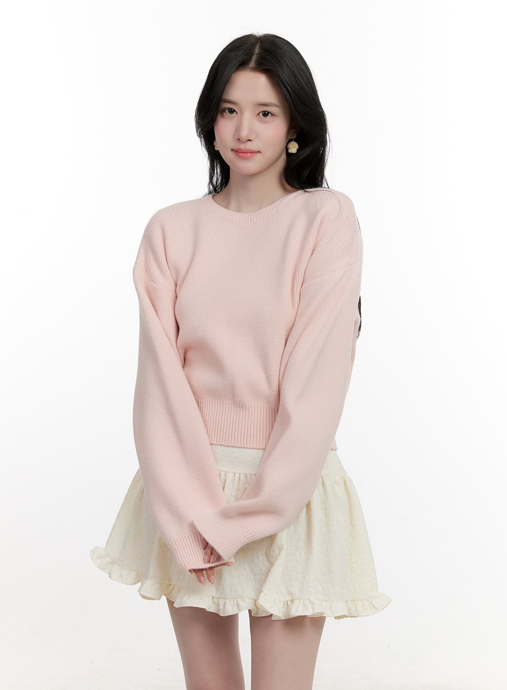 cropped-u-neck-sweater-cf527 / Pink