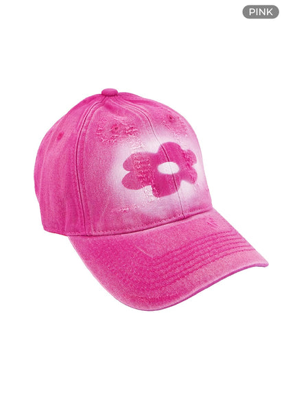 distressed-denim-graphic-cap-oo401 / Pink