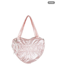 heart-ribbon-charm-shoulder-bag-ou427 / Pink