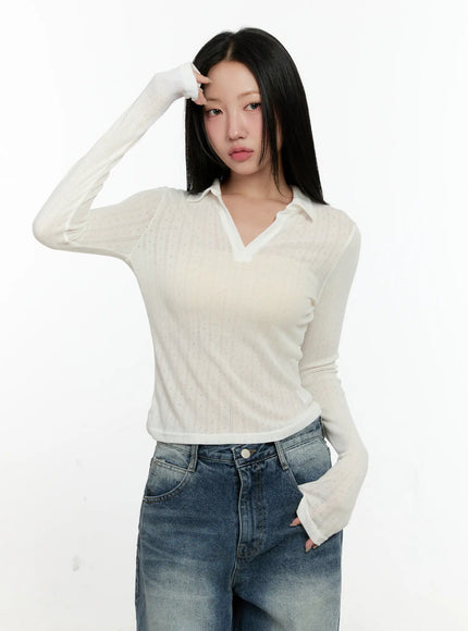 trendy-slit-collar-crop-top-cn505 / White