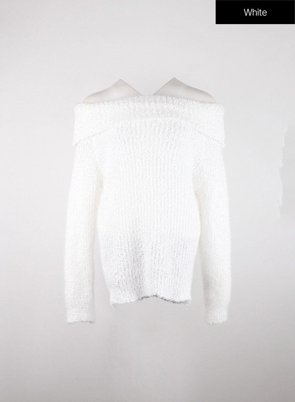 asymmetrical-knit-off-shoulder-solid-long-sleeve-sweater-od326 / White