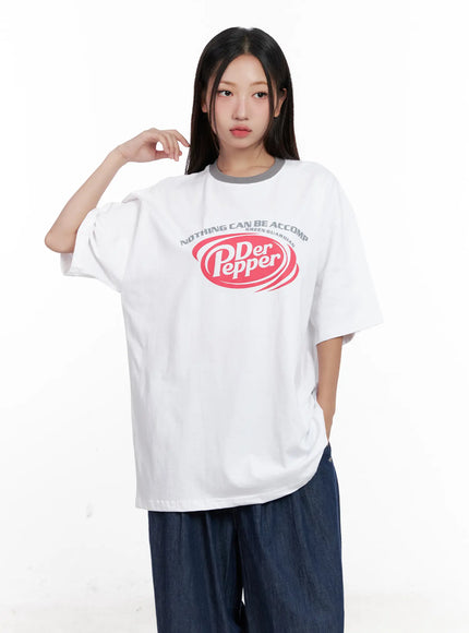 contrast-graphic-oversized-tee-cl518 / White