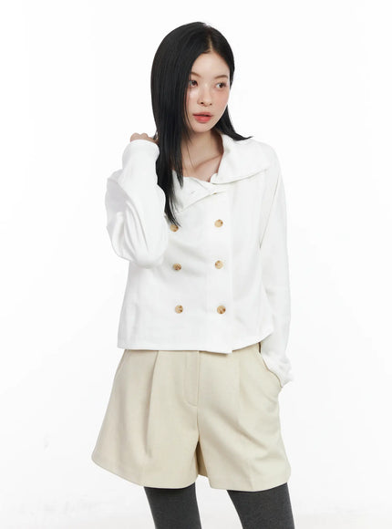 double-breasted-high-neck-cardigan-cj519 / White