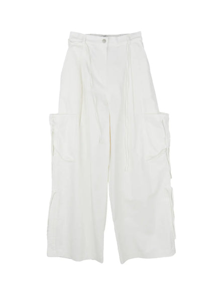 strap-cargo-wide-leg-pants-cu518 / White