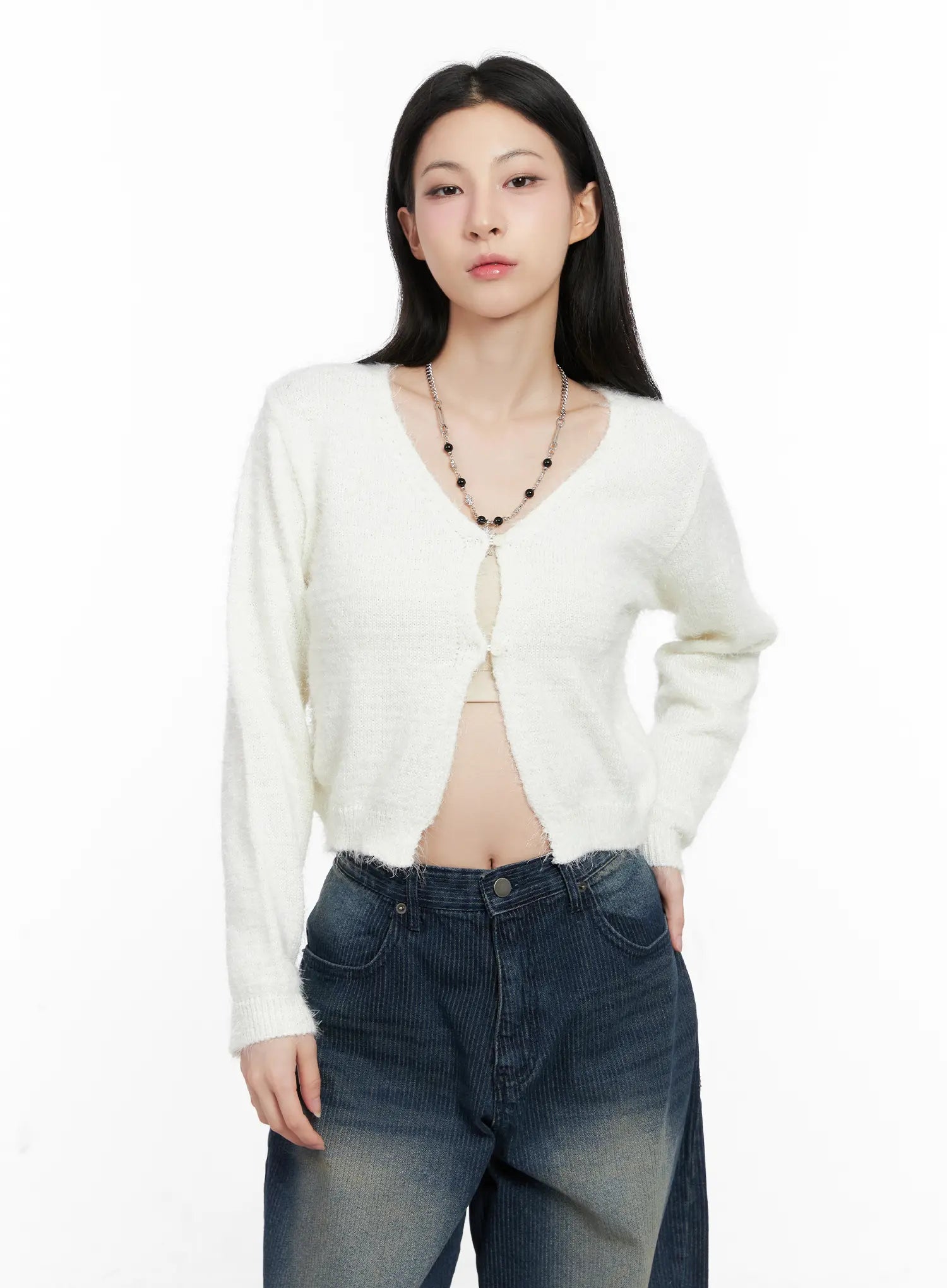 cozy-open-front-knit-cardigan-cg526 / White