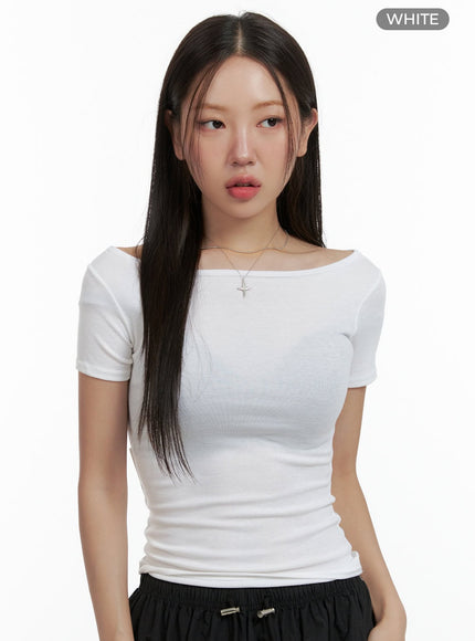 basic-boat-neck-tee-ol401 / White