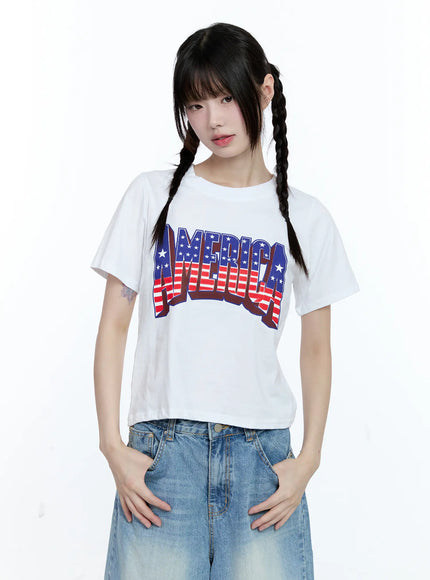 Patriotic Graphic Cropped Top CG507