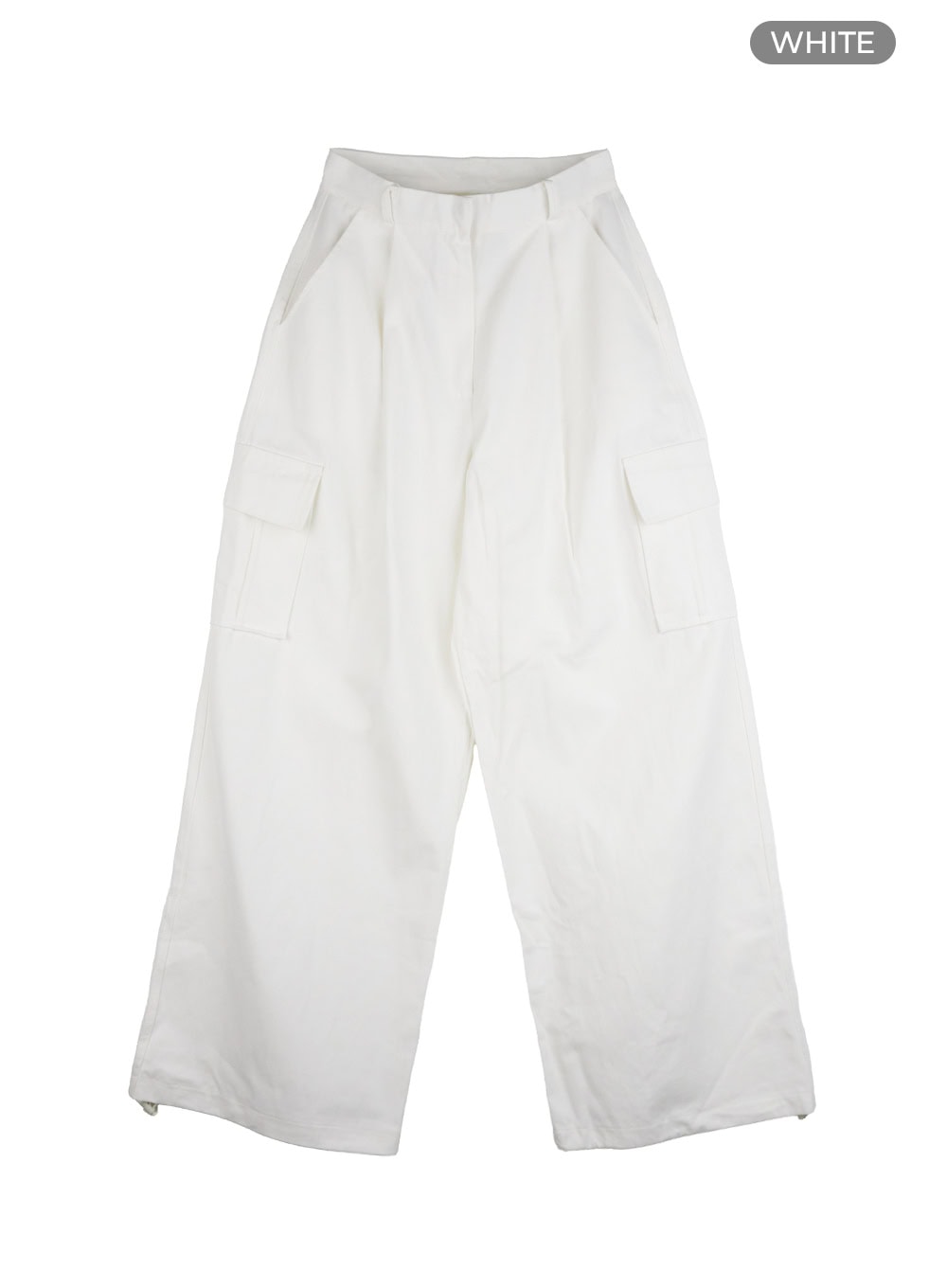 cargo-cotton-wide-fit-pants-os409 / White