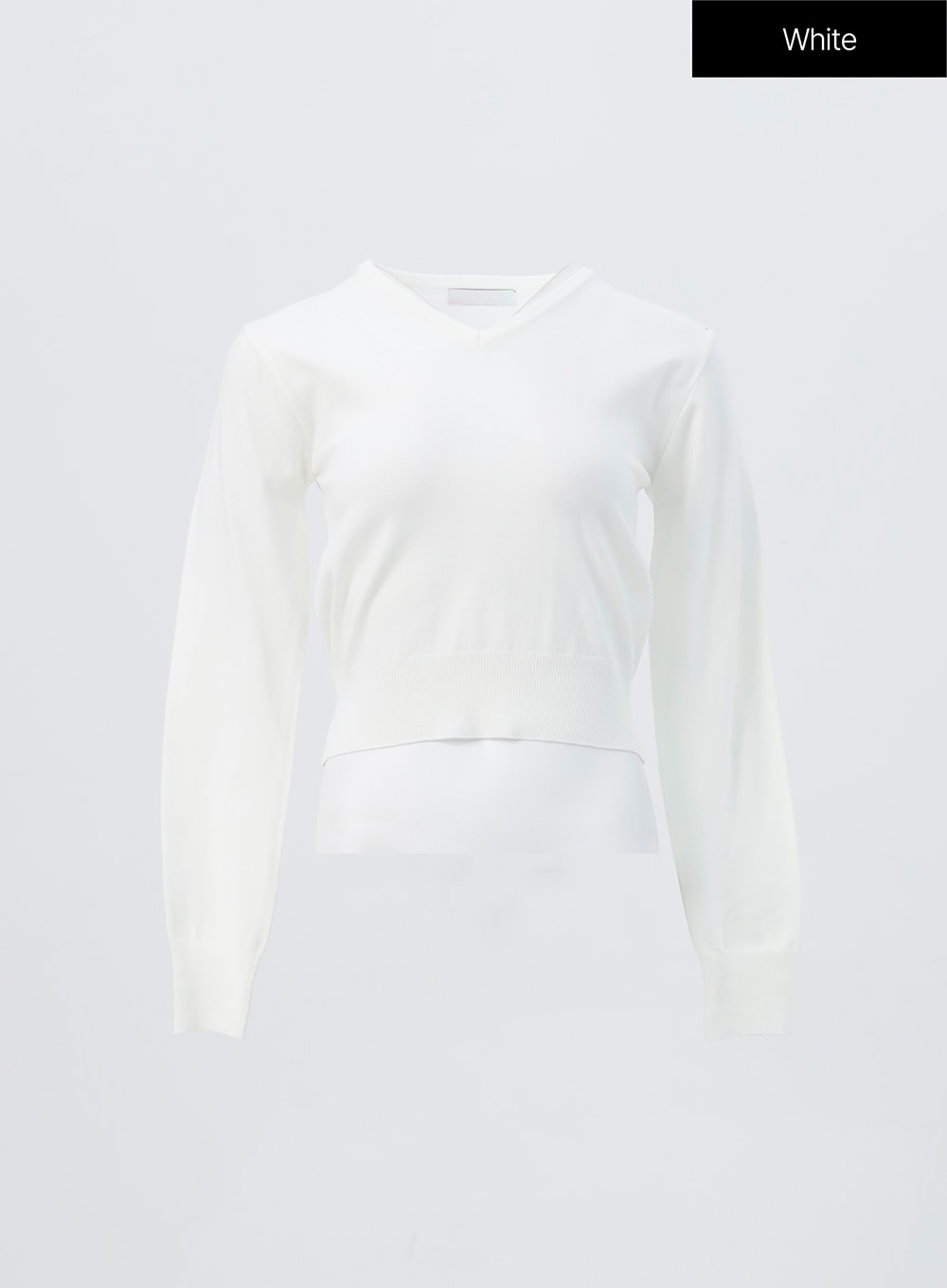 v-neck-knit-sweater-oo304 / White