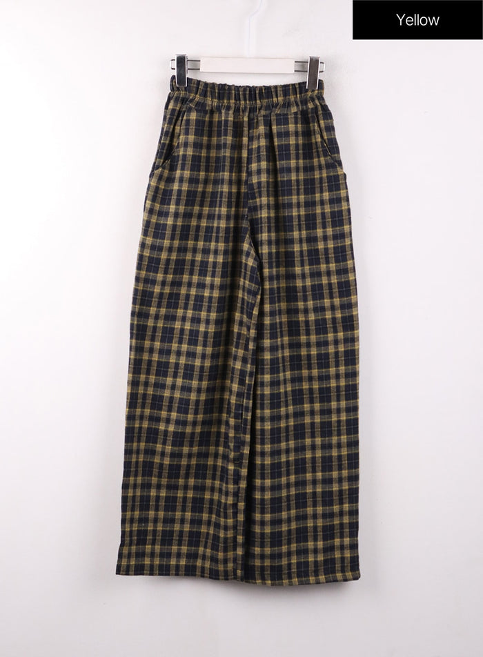 grandpacore-checkered-wide-fit-pants-of406 / Yellow