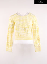 ombre-cable-knit-round-neck-sweater-oj425 / Yellow