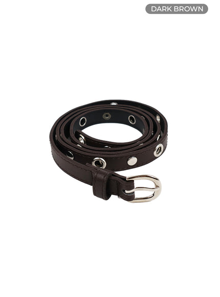 eyelet-two-strap-belt-cf427 / Dark brown