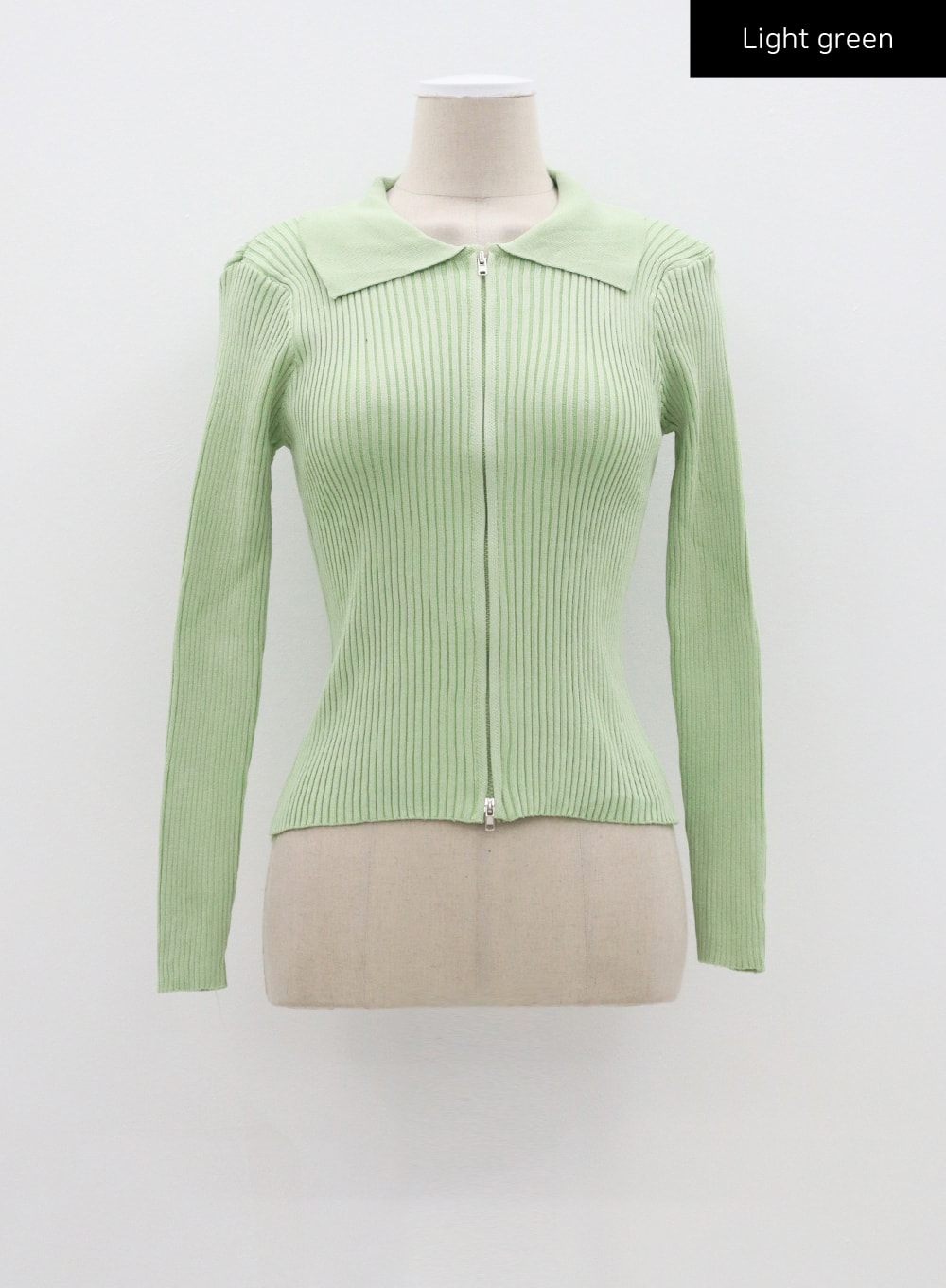 Ribbed Knit Zip-Up CF324