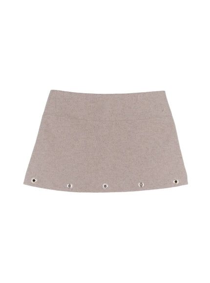 eyelet-pencil-mini-skirt-cj515 / Beige