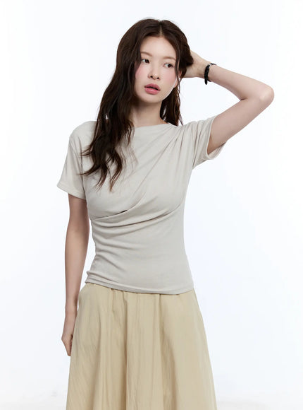 slim-fit-draped-tee-cu513 / Beige