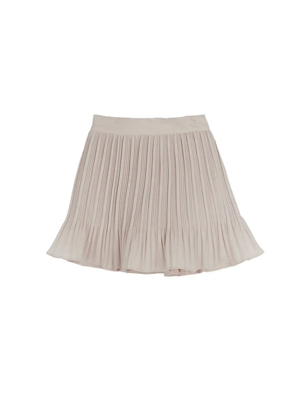 pleated-flare-mini-skirt-f502 / Beige