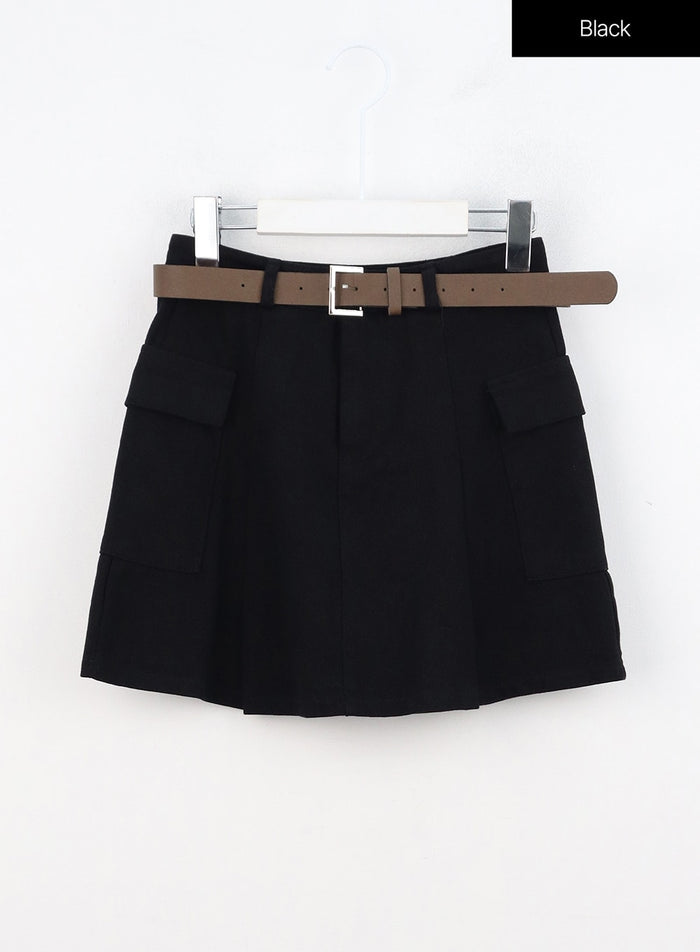 cargo-mini-skirt-with-belt-on307 / Black