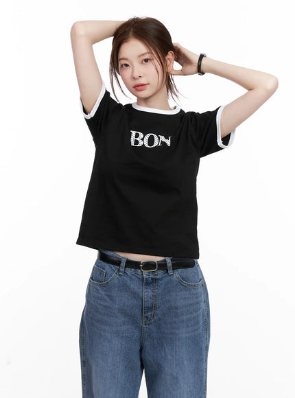 casual-contrast-graphic-tee-cl524 / Black