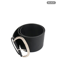 faux-leather-wide-buckle-belt-ca401 / Black