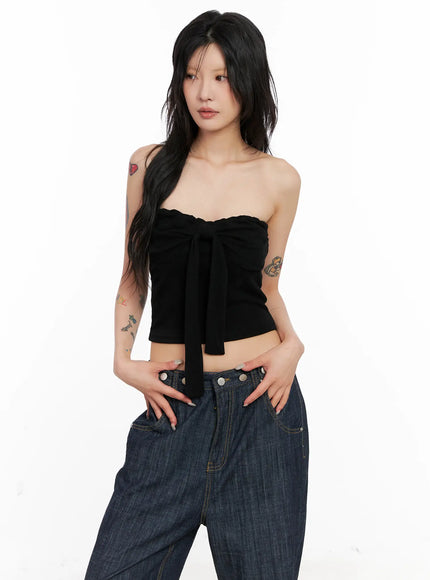 ribbon-tie-tube-top-cl528 / Black