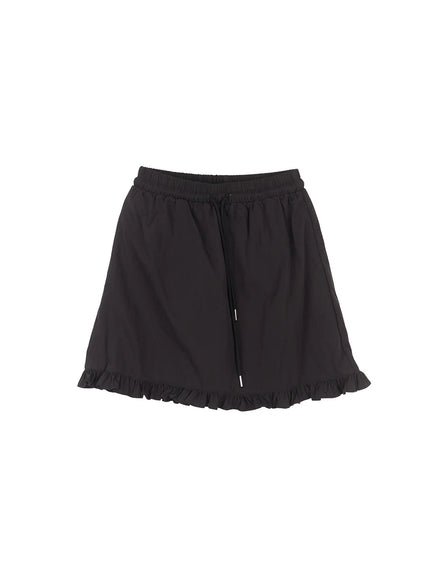 frill-trim-mini-skirt-cu523 / Black