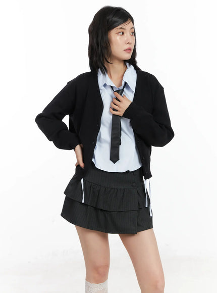 classic-v-neck-button-up-cardigan-cd502 / Black