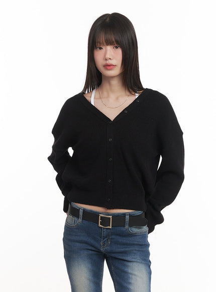 V-Neck Buttoned Cropped Cardigan CM519