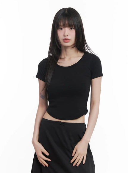 basic-u-neck-crop-tee-cu520 / Black