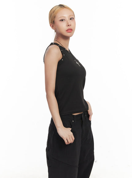 essential-studded-tank-top-cm506 / Black