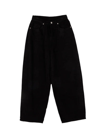wide-leg-fleece-lined-cotton-pants-cd531 / Black