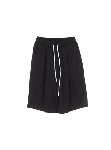 pintuck-bermuda-sweat-shorts-cu519 / Black
