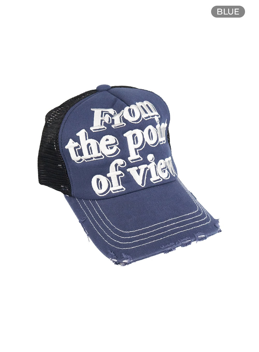 lettering-stitched-baseball-hat-cl410 / Blue