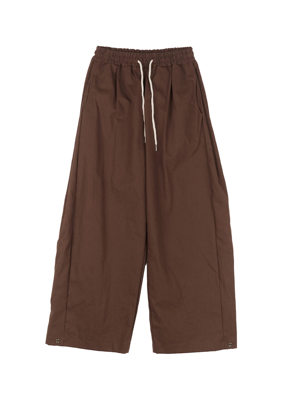 cotton-buttoned-wide-leg-pants-cy527 / Brown