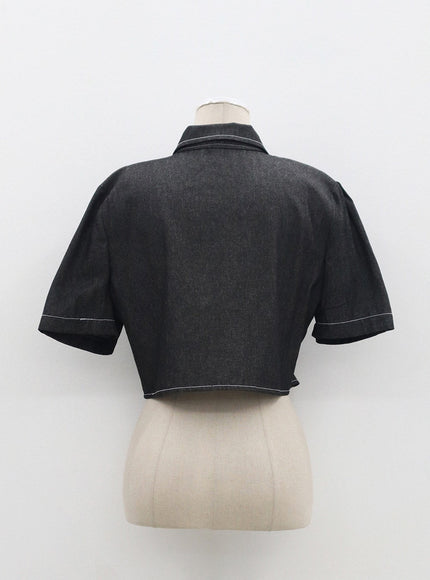 Denim Cropped Shirt OM317