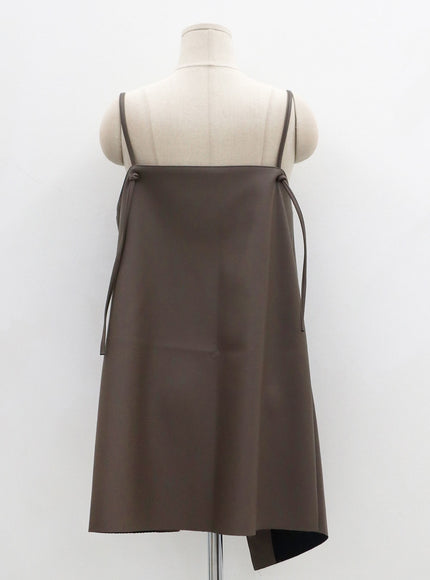 One Button Faux Leather Mini Dress OS29